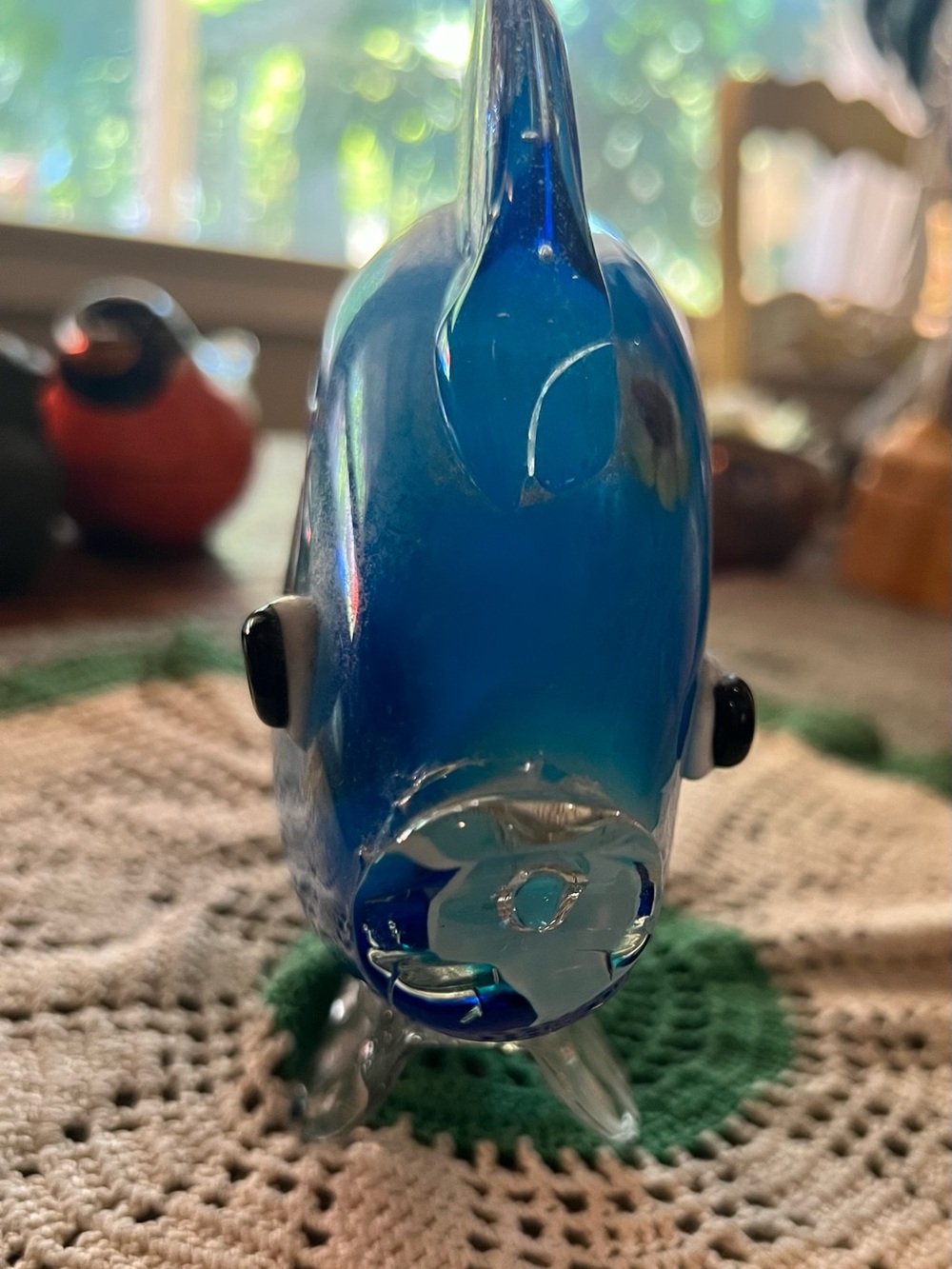 Murano Type Hand Blown Glass Angle or Koi Fish Lg 10” by 7” Heavy